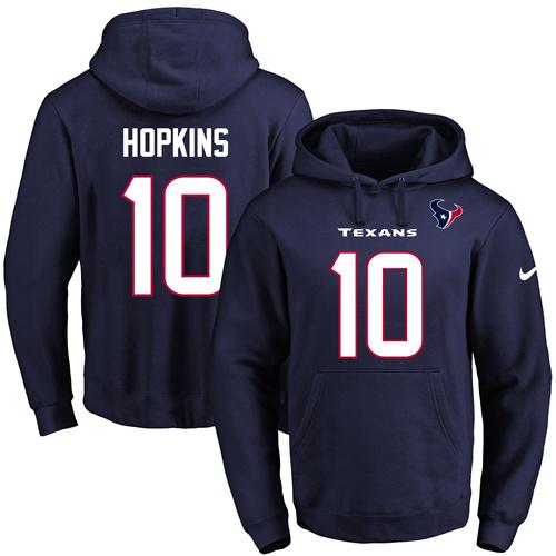 Nike Texans 10 DeAndre Hopkins Navy Men's Pullover Hoodie