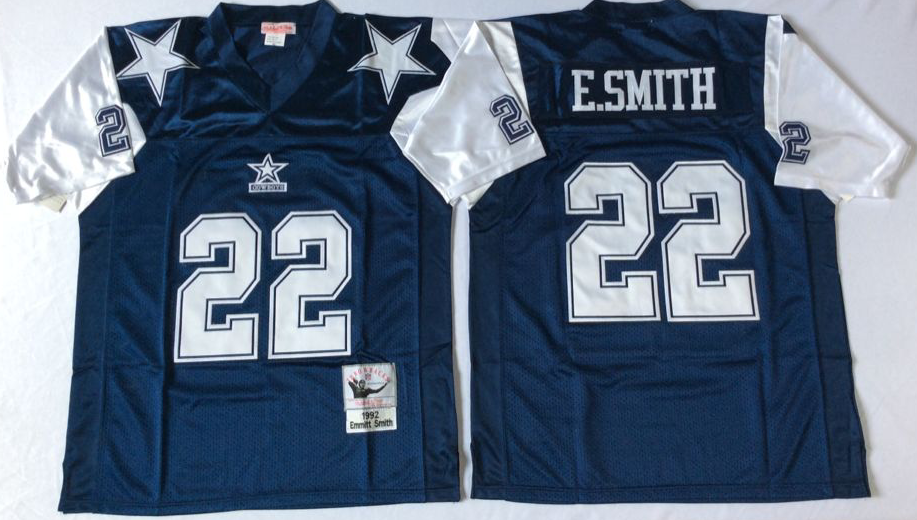 Cowboys 22 E.Smith Blue Throwback Jersey