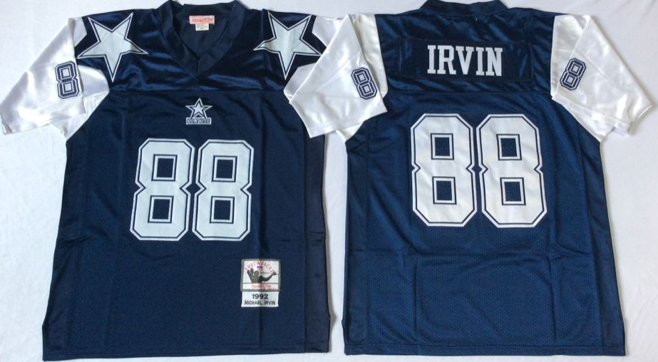 Cowboys 88 Michael Irvin Blue Throwback Jersey