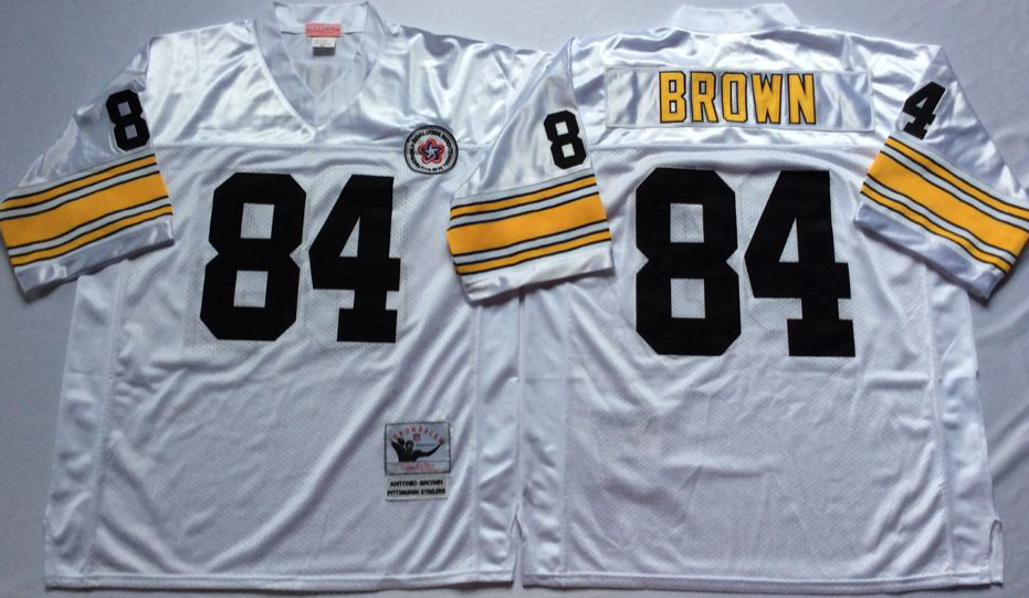Steelers 84 Antonio Brown White Throwback Jersey