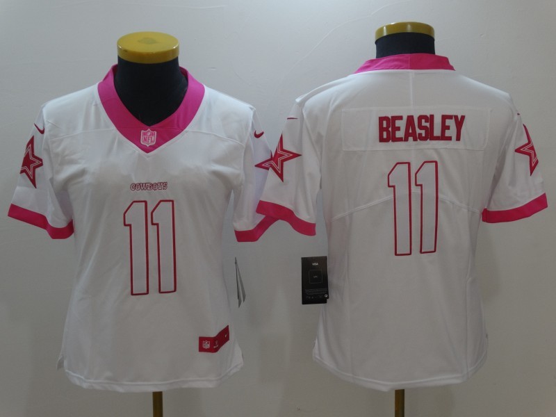 Nike Cowboys 11 Cole Beasley White Women Pink Fashion Limited Jersey