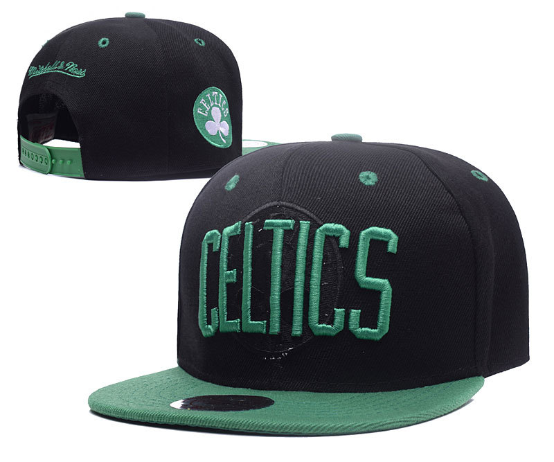 Celtics Team Logo Black Mitchell & Ness Adjustable Hat LH