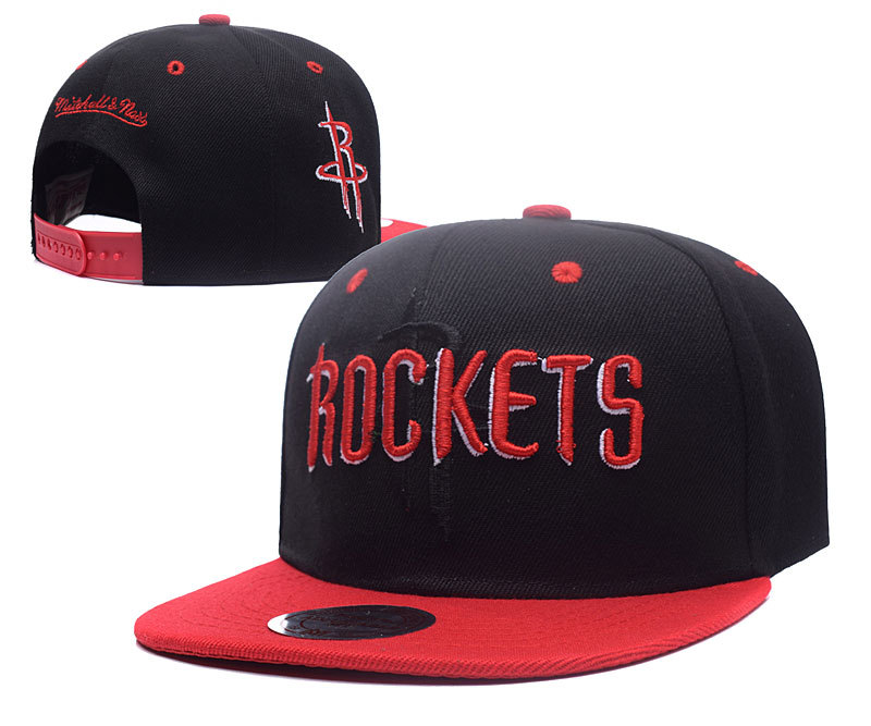 Rockets Team Logo Black Mitchell & Ness Adjustable Hat LH