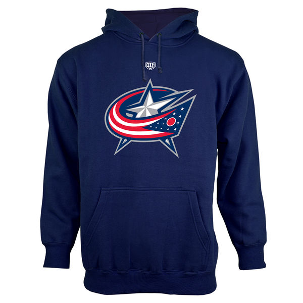 Columbus Blue Jackets Old Time Hockey Big Logo with Crest Pullover Hoodie Navy