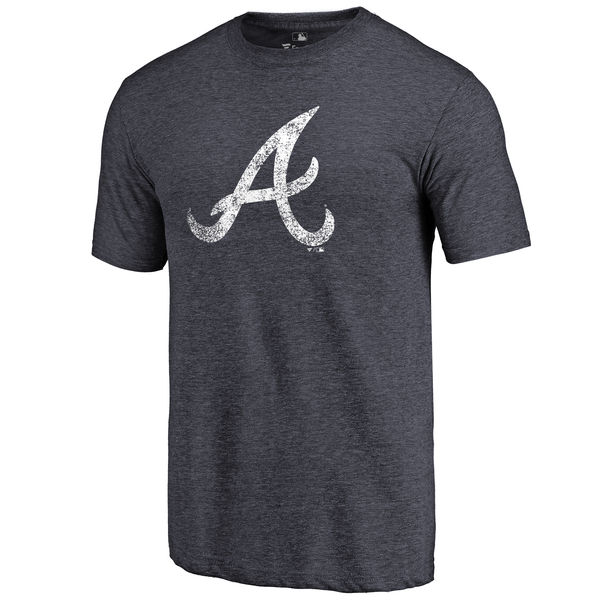 Atlanta Braves Distressed Team Tri Blend T-Shirt Heathered Navy