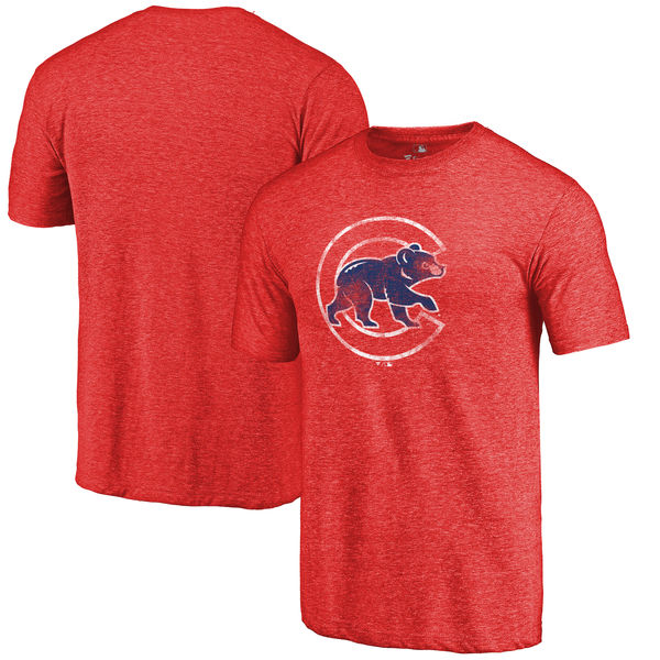 Chicago Cubs Distressed Team Tri Blend T-Shirt Red