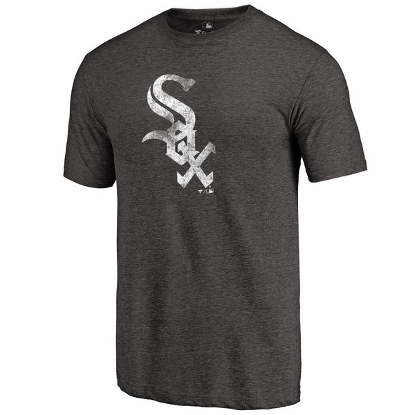 Chicago White Sox Distressed Team Tri Blend T-Shirt Heathered Black