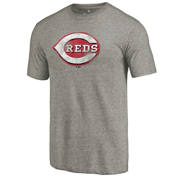 Cincinnati Reds Distressed Team Tri Blend T-Shirt Ash