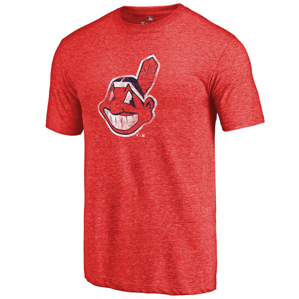Cleveland Indians Distressed Team Tri Blend T-Shirt Red