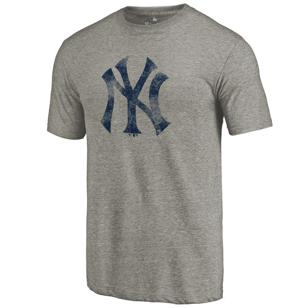 New York Yankees Distressed Team Tri Blend T-Shirt Ash