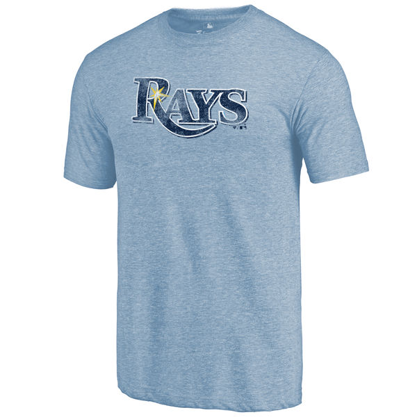 Tampa Bay Rays Distressed Team Tri Blend T-Shirt Light Blue