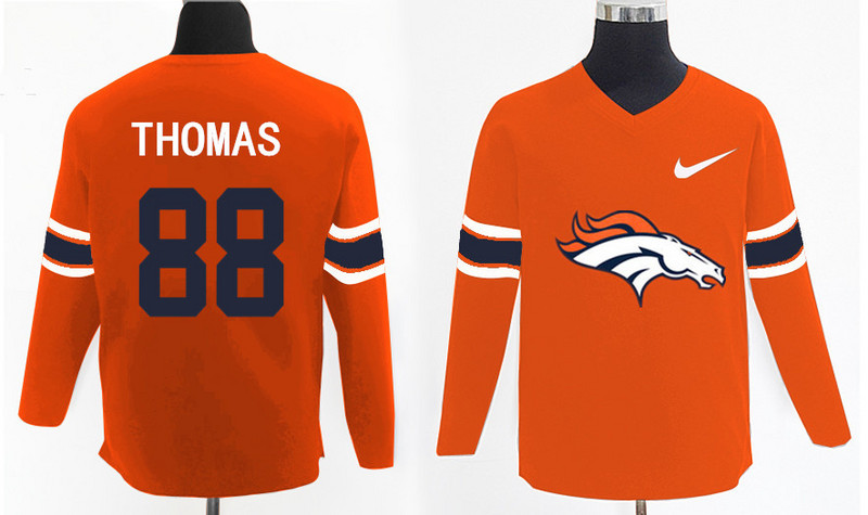 Nike Broncos 88 Demaryius Thomas Orange Knit Sweater