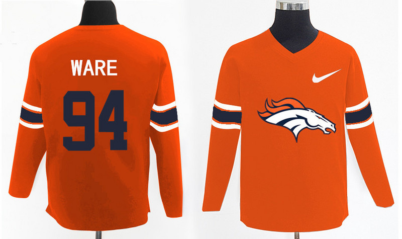 Nike Broncos 94 DeMarcus Ware Orange Knit Sweater