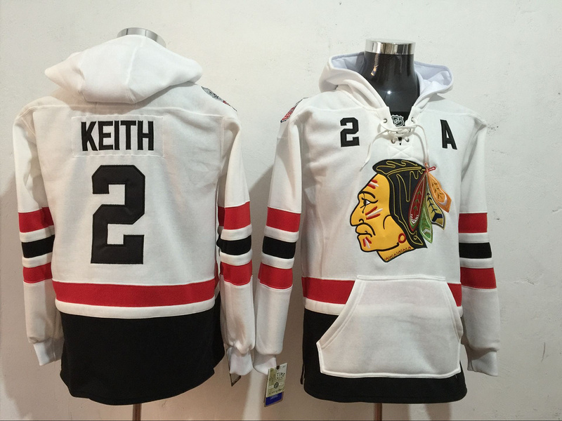 Blackhawks 2 Duncan Keith White All Stitched Hooded Sweatshirt