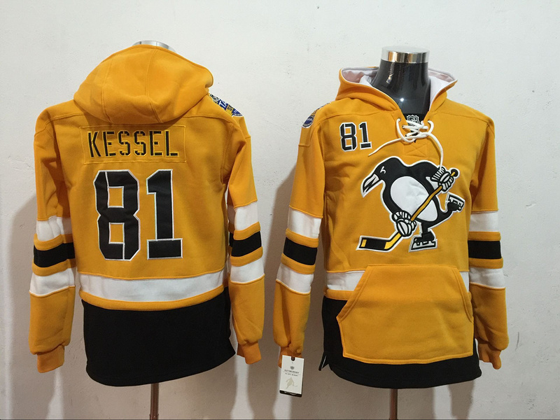 Penguins 81 Phil Kessel Yellow All Stitched Hooded Sweatshirt