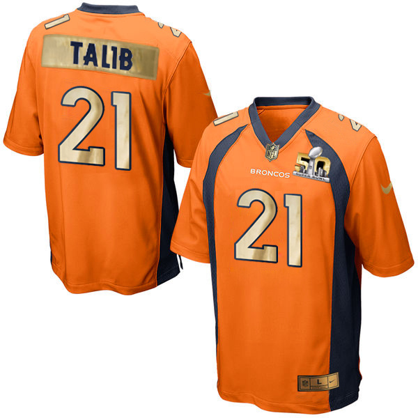 Nike Broncos 21 Aqib Talib Orange Super Bowl 50 Champions Limited Jersey