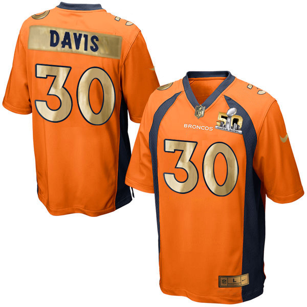 Nike Broncos 30 Terrell Davis Orange Super Bowl 50 Champions Limited Jersey