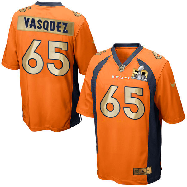 Nike Broncos 65 Louis Vasquez Orange Super Bowl 50 Champions Limited Jersey