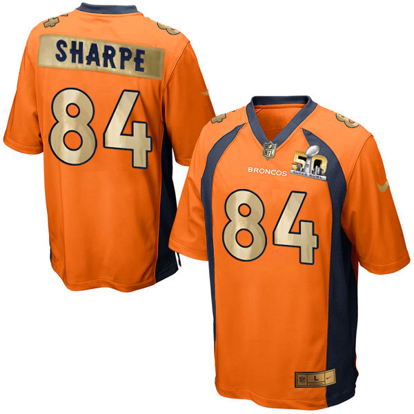 Nike Broncos 84 Shannon Sharpe Orange Super Bowl 50 Champions Limited Jersey