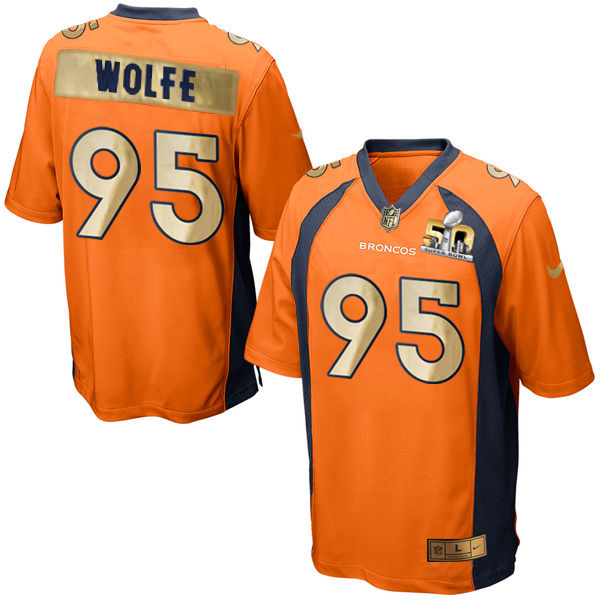 Nike Broncos 95 Derek Wolfe Orange Super Bowl 50 Champions Limited Jersey