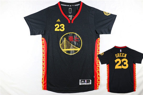Warriors 23 Draymond Green Black 2016 Chinese New Year Short Sleeve Jersey
