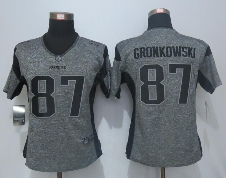 Nike Patriots 87 Rob Gronkowski Grey Gridiron Women Limited Jersey