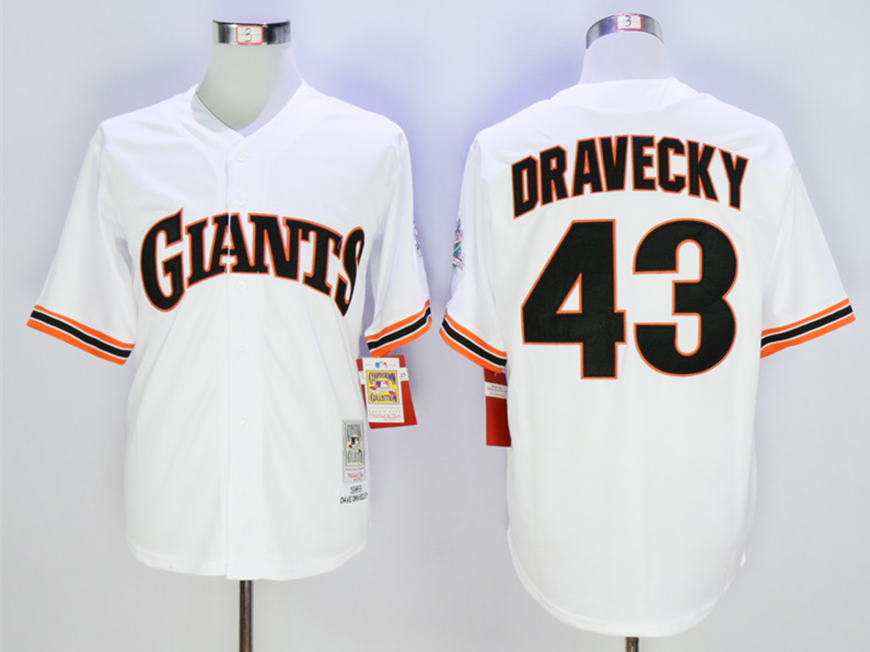 Giants 43 Dave Dravecky White 1989 Throwback Jersey