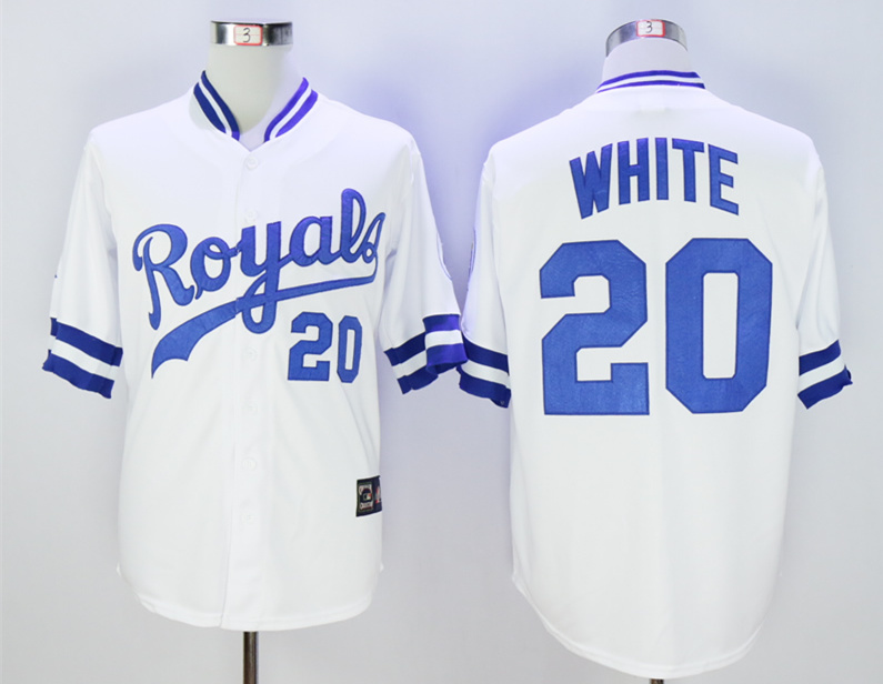 Royals 20 White White Throwback Jersey