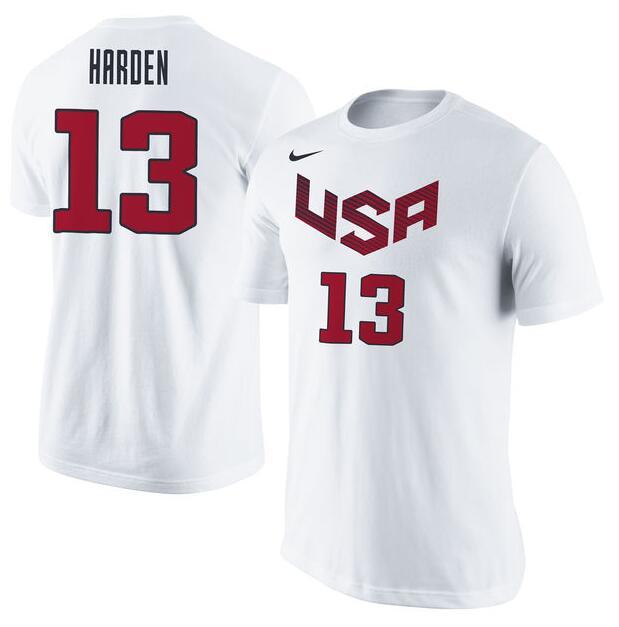 Nike Team USA 13 James Harden White Basketball Men's T-Shirt