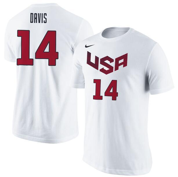 Nike Team USA 14 Anthony Davis White Basketball Men's T-Shirt