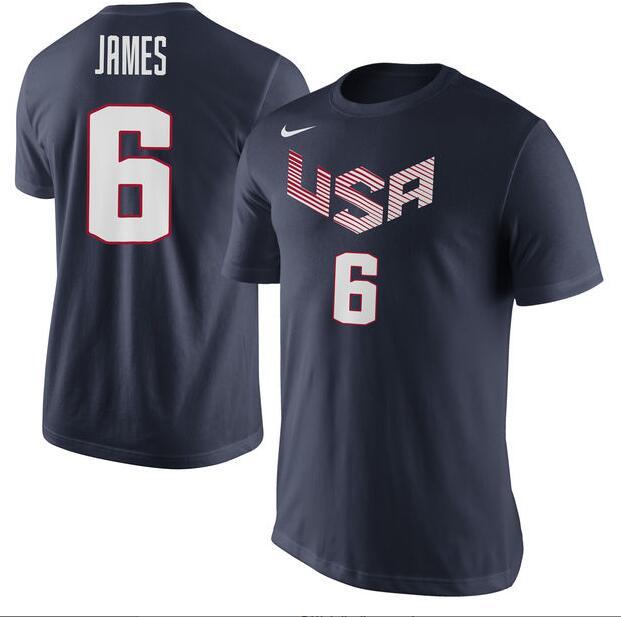 Nike Team USA 6 LeBron James Navy Basketball Men's T-Shirt