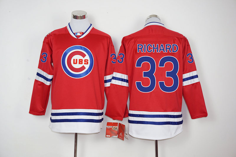 Cubs 33 Clayton Richard Red Long Sleeve Jersey