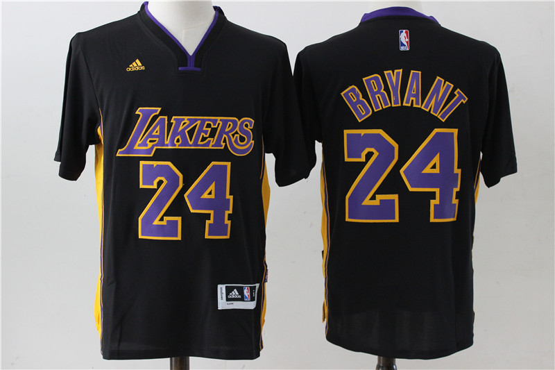 Lakers 24 Kobe Bryant Black Short Sleeve Swingman Jersey