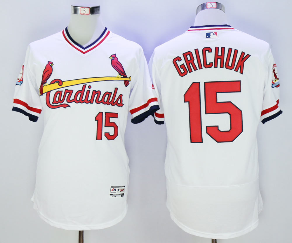 Cardinals 15 Randal Grichuk White 1985 Throwback Flexbase Jersey