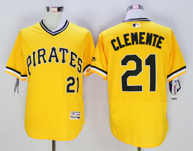 Pirates 21 Roberto Clemente Gold New Cool Base Jersey