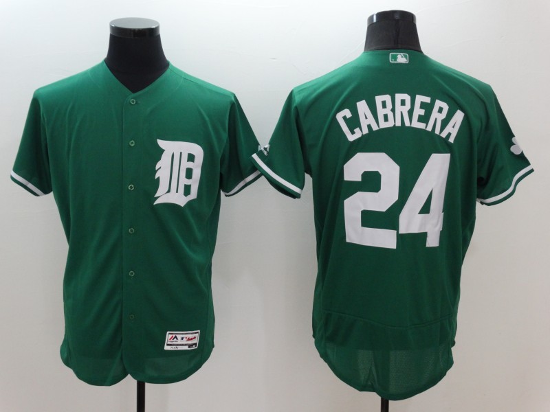 Tigers 24 Miguel Cabrera Green Celtic Flexbase Jersey