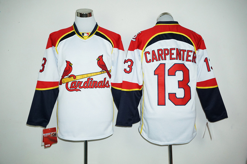 Cardinals 13 Matt Carpenter White Long Sleeve Jersey