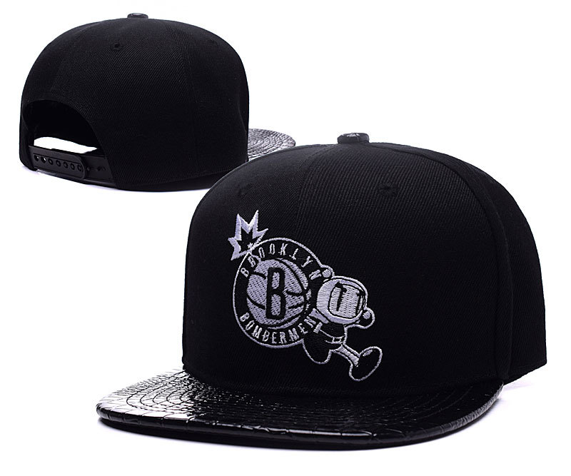 Brooklyn Nets Cartoon Logo Black Adjustable Hat LH