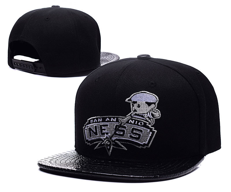 Spurs Cartoon Logo Black Adjustable Hat LH