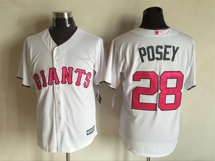 Giants 28 Buster Posey White 2016 Mother's Day New Cool Base Jersey