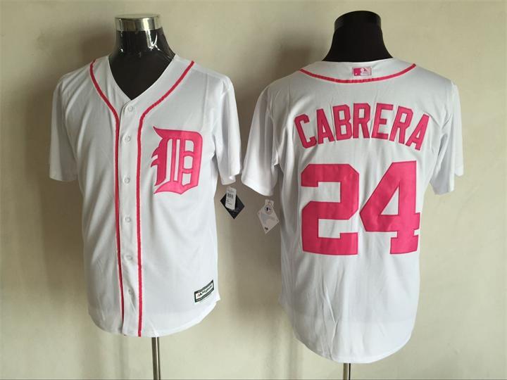 Tigers 24 Miguel Cabrera White 2016 Mother's Day New Cool Base Jersey