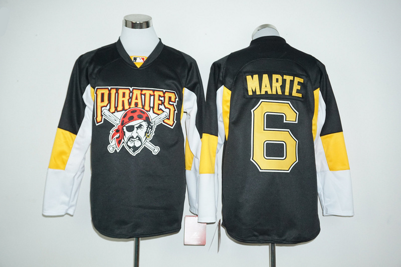 Pirates 6 Starling Marte Black Long Sleeve Jersey