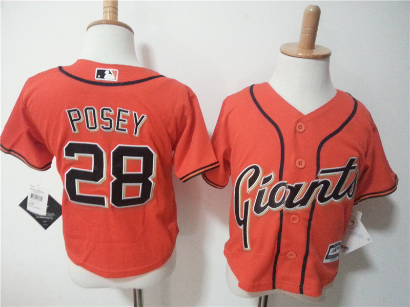 Giants 28 Buster Posey Orange Toddler New Cool Base Jersey