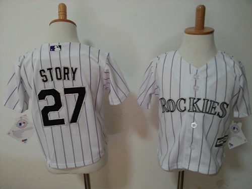 Rockies 27 Trevor Story White Toddler New Cool Base Jersey