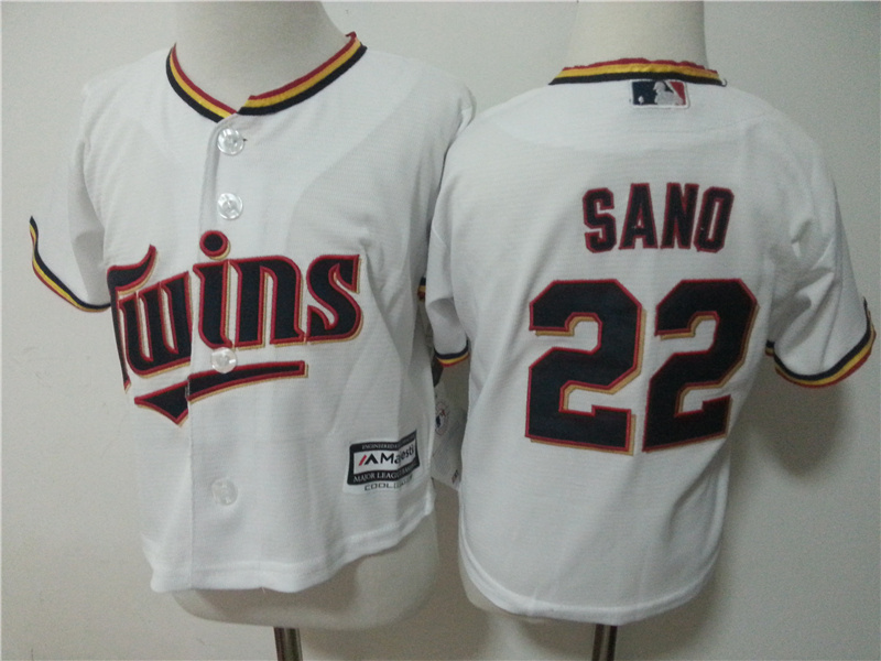 Twins 22 Miguel Sano White Toddler New Cool Base Jersey