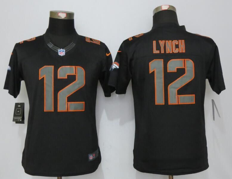 Nike Broncos 12 Paxton Lynch Black Impact Women Limited Jersey