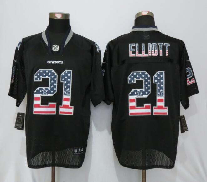 Nike Cowboys 21 Ezekiel Elliott Black USA Flag Elite Jersey