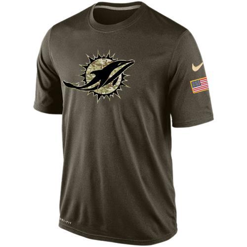 Dolphins Team Logo Olive Salute To Service Men's T Shirt