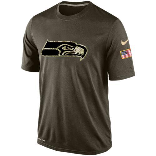 Seahawks Team Logo Olive Salute To Service Men's T Shirt