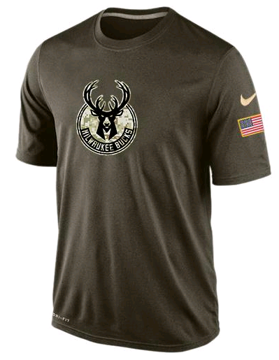 Nike Milwaukee Bucks Olive Salute To Service Men's Dri-Fit T-Shirt